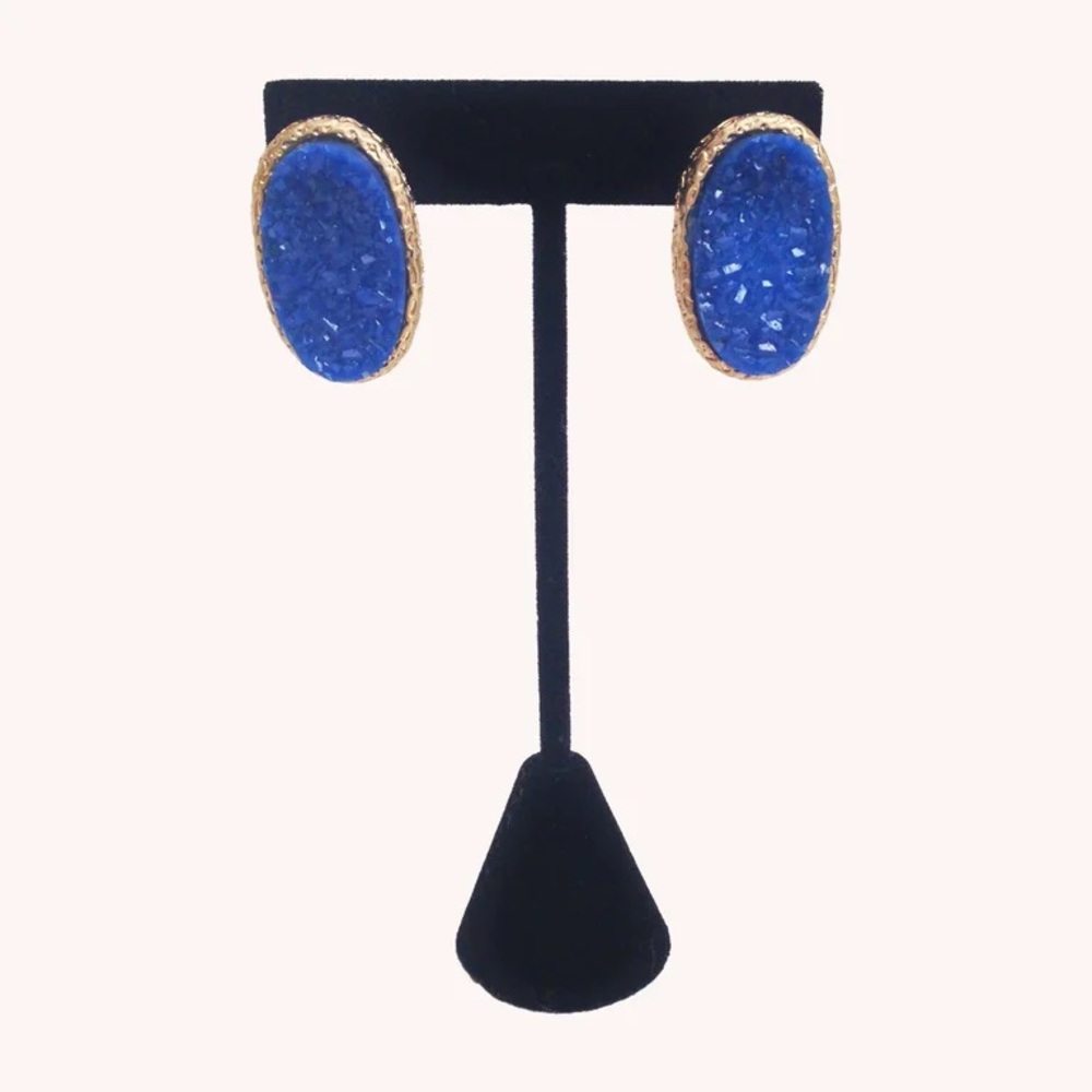 Blue Druzy Studs